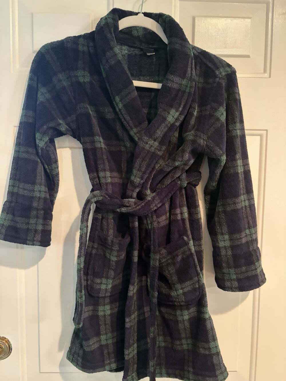 Cherokee Bathrobe Boys Size M Navy/Green Plaid